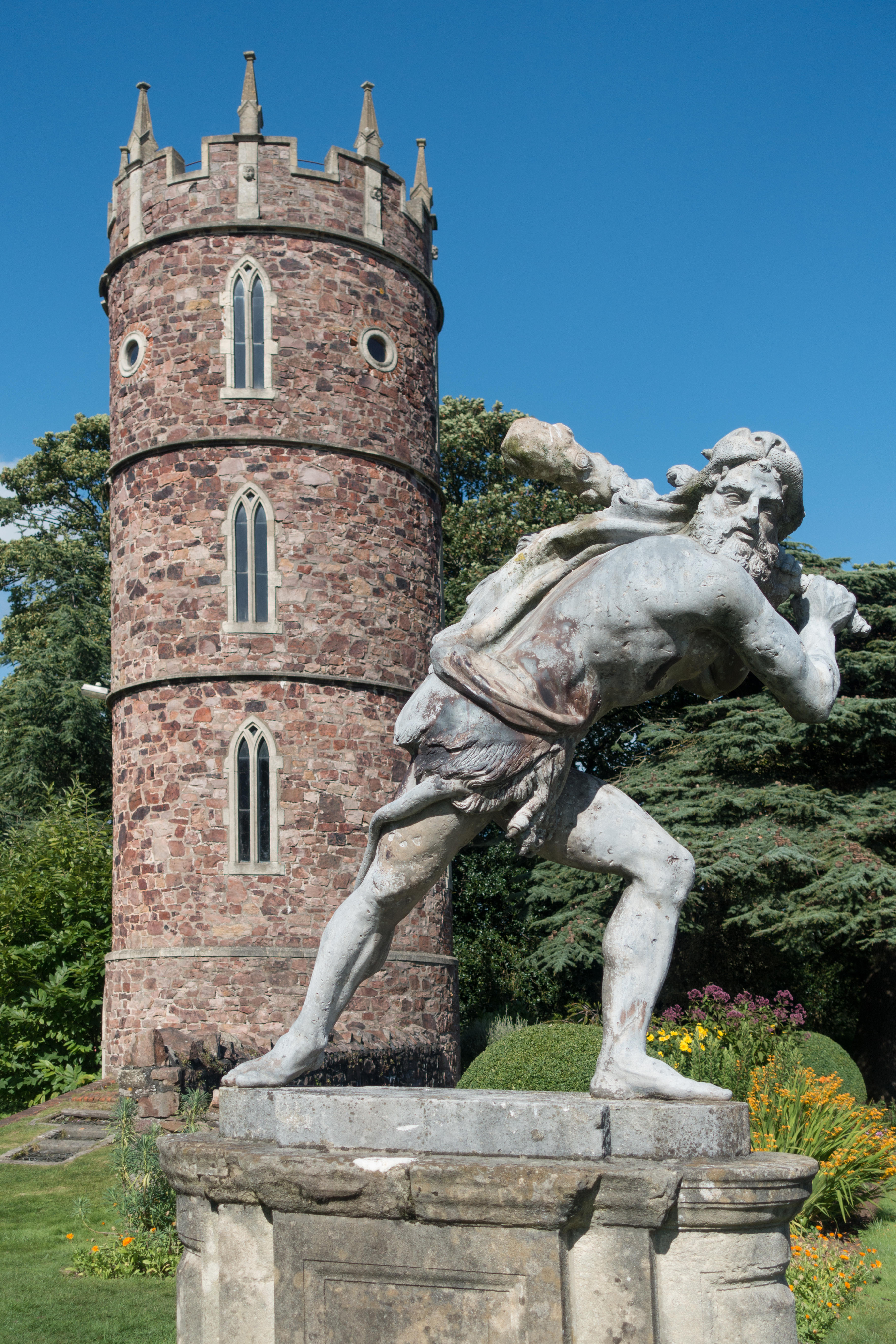 The gardens are also home to a Gothic tower and a statue of Hercules