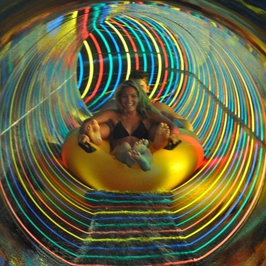 Each of the water slides has light and sound features
