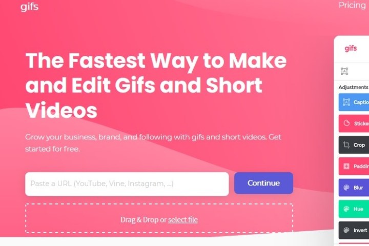 Gifs.com copy paste YouTube URL screenshot