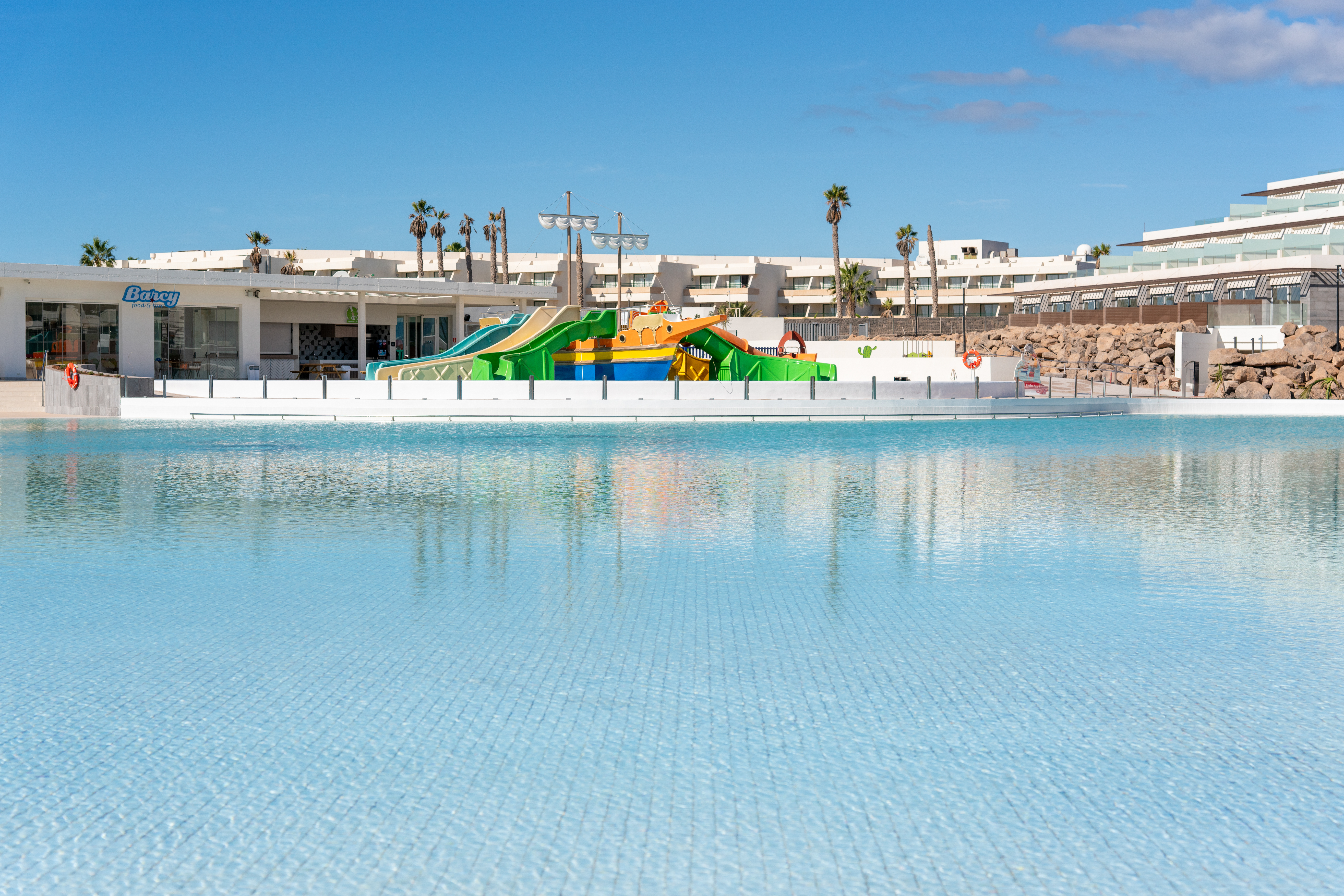 The incredible infinity pool is 180 metres long