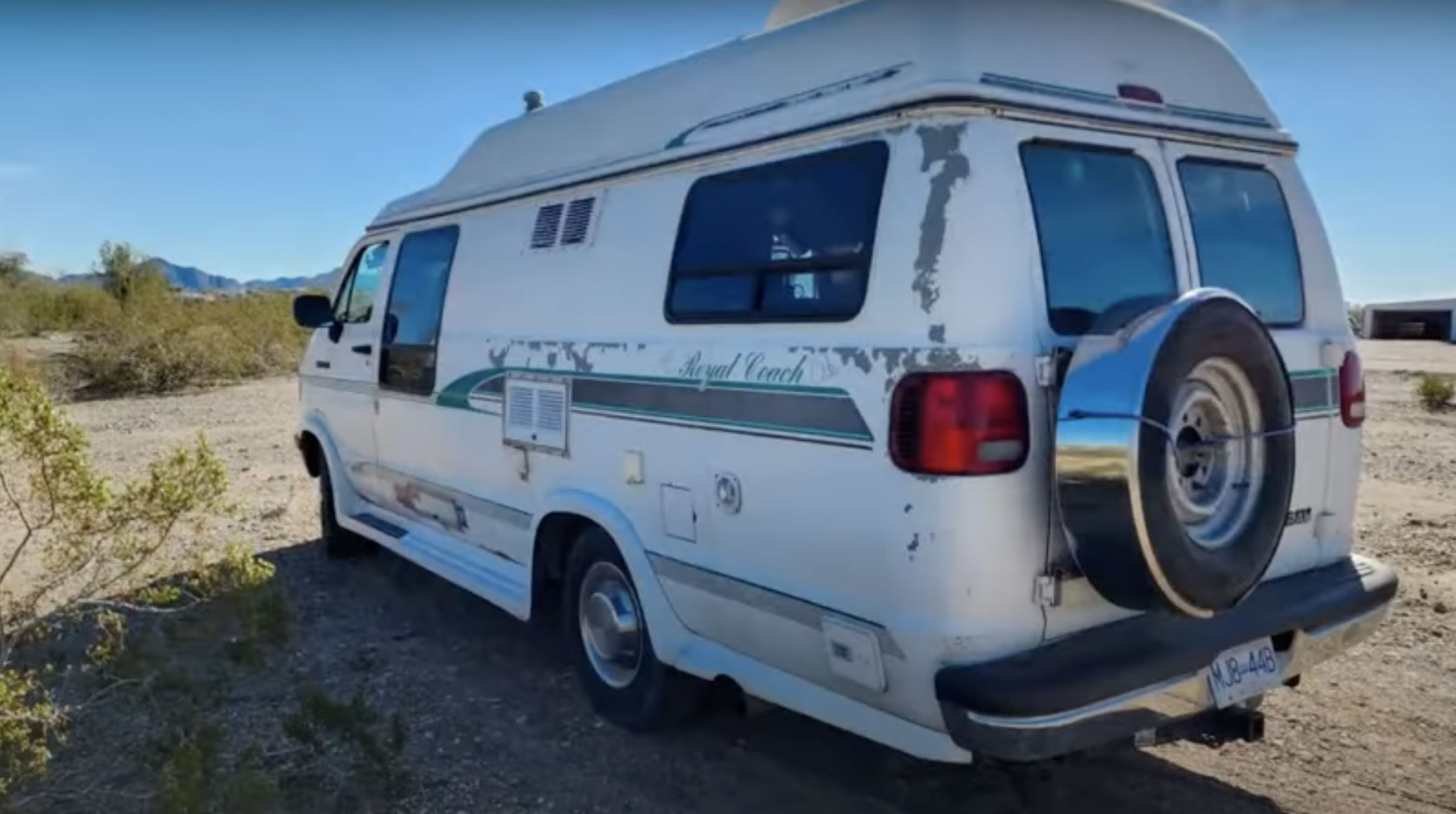The 1994 Dodge Ram Royal Coach boasts a kitchen, bed and toilet