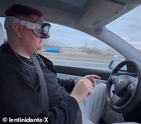 A Tesla driver was pulled over for hands-free driving while wearing the $3,500 Vision Pro headset