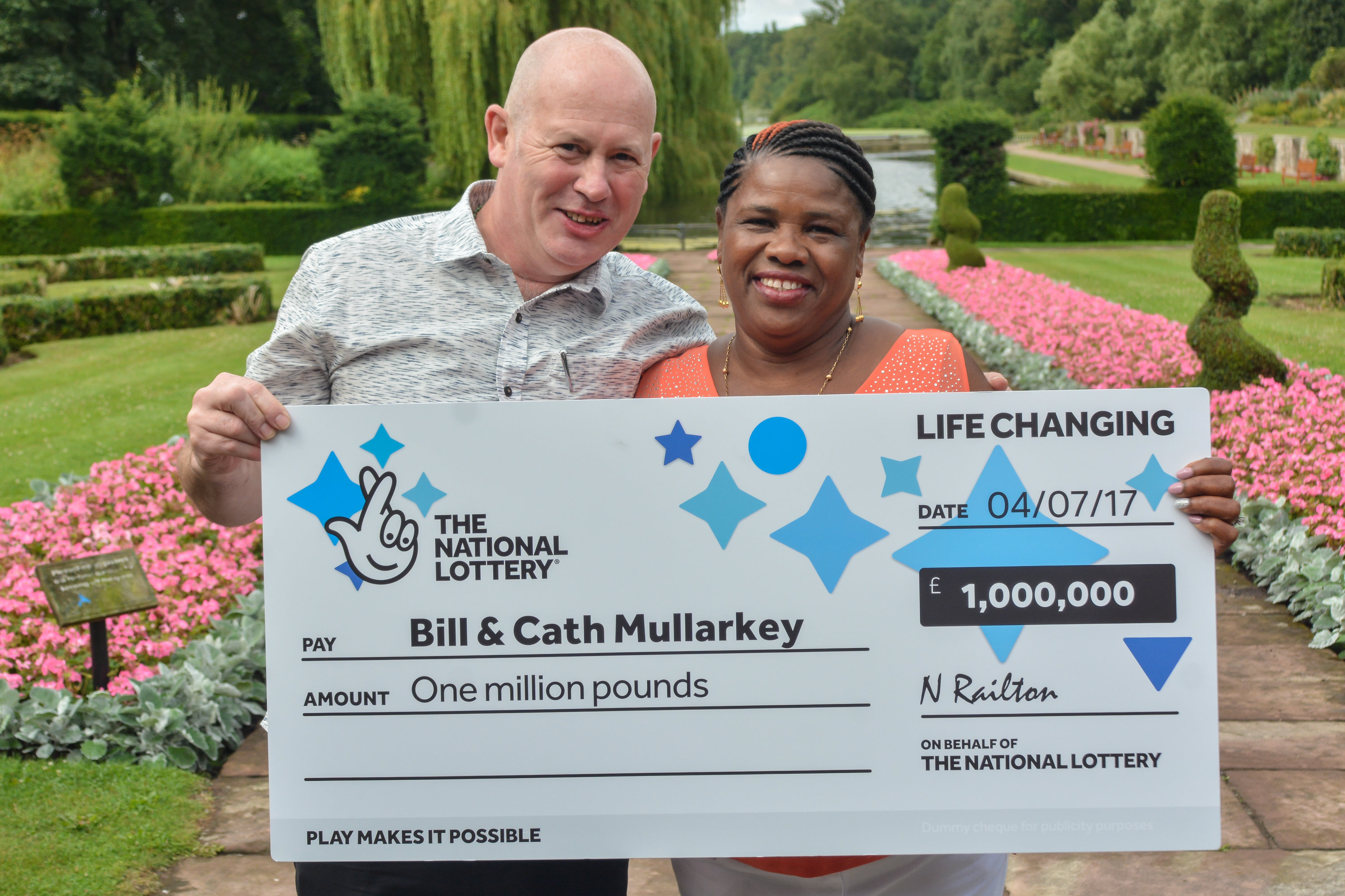 William and Catherinette celebrate after scooping £1million on The National Lottery Euro Millions Millionaire Maker