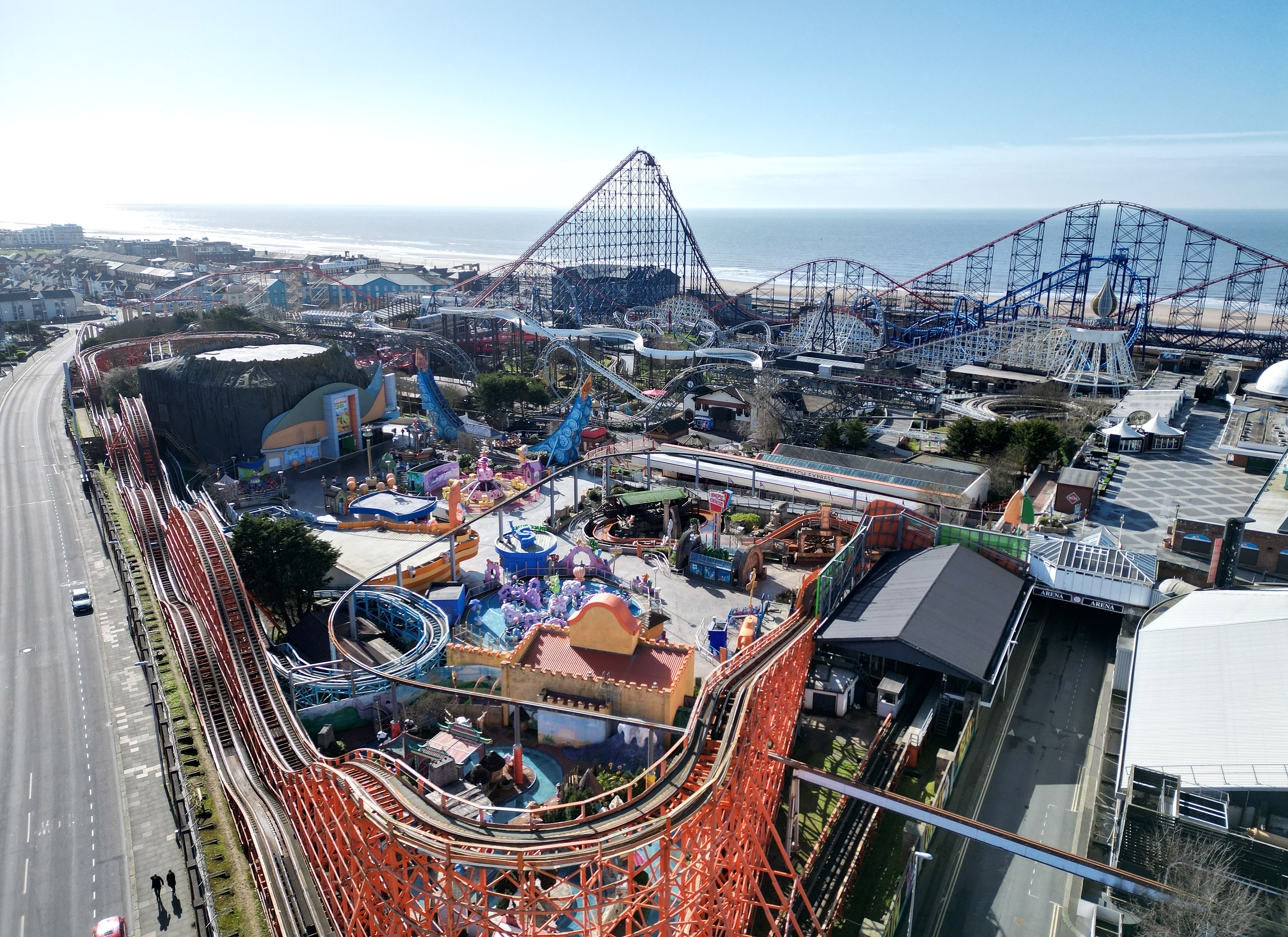 The Iconic Blackpool Pleasure Beach ride to close for good. The Grand Prix in Blackpool has been in place for over 60 years.Pic shows Drone Picture of Blackpool Pleasure Beach
