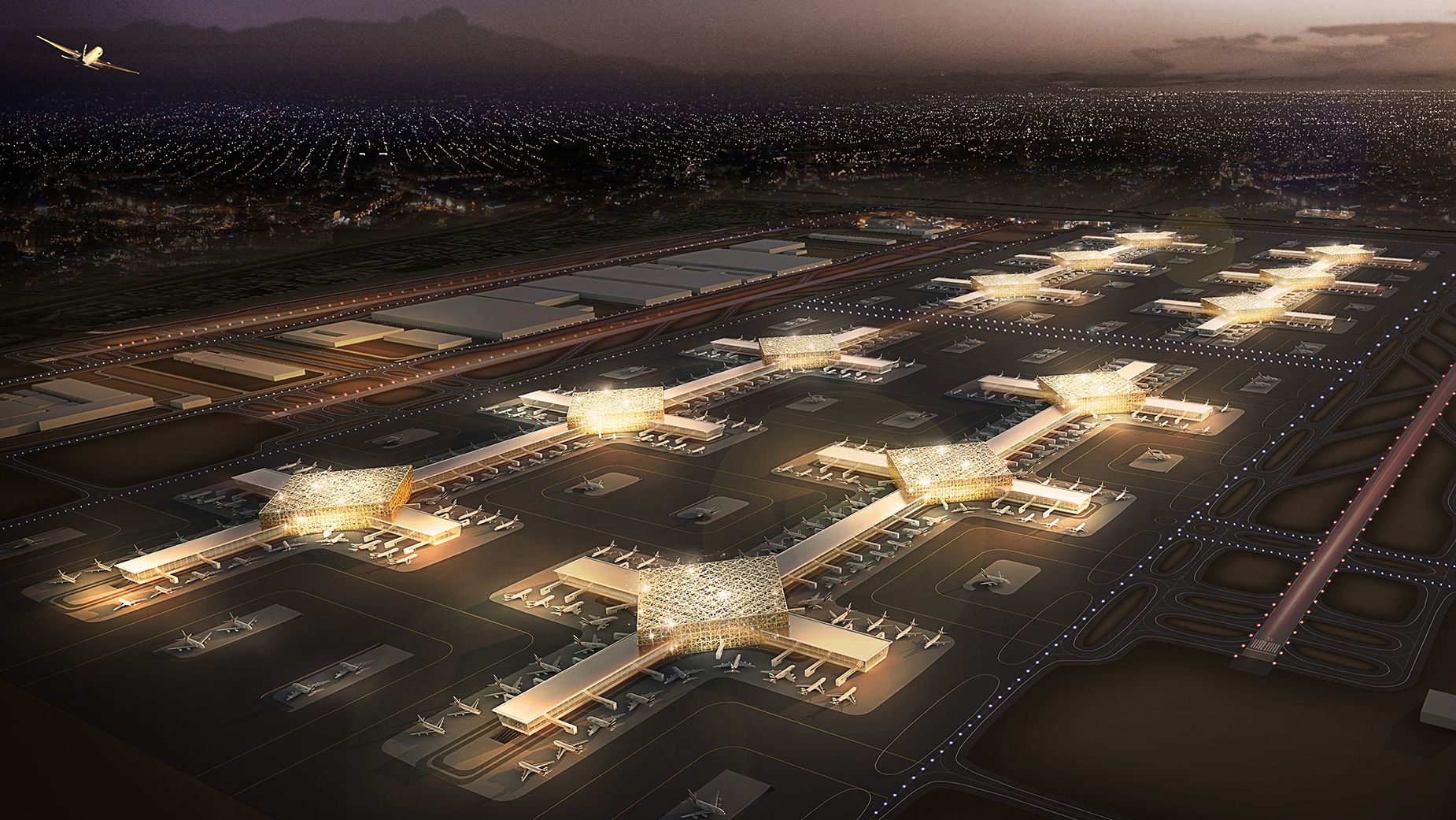 It is thought that the huge airport will have six runways and three terminal buildings