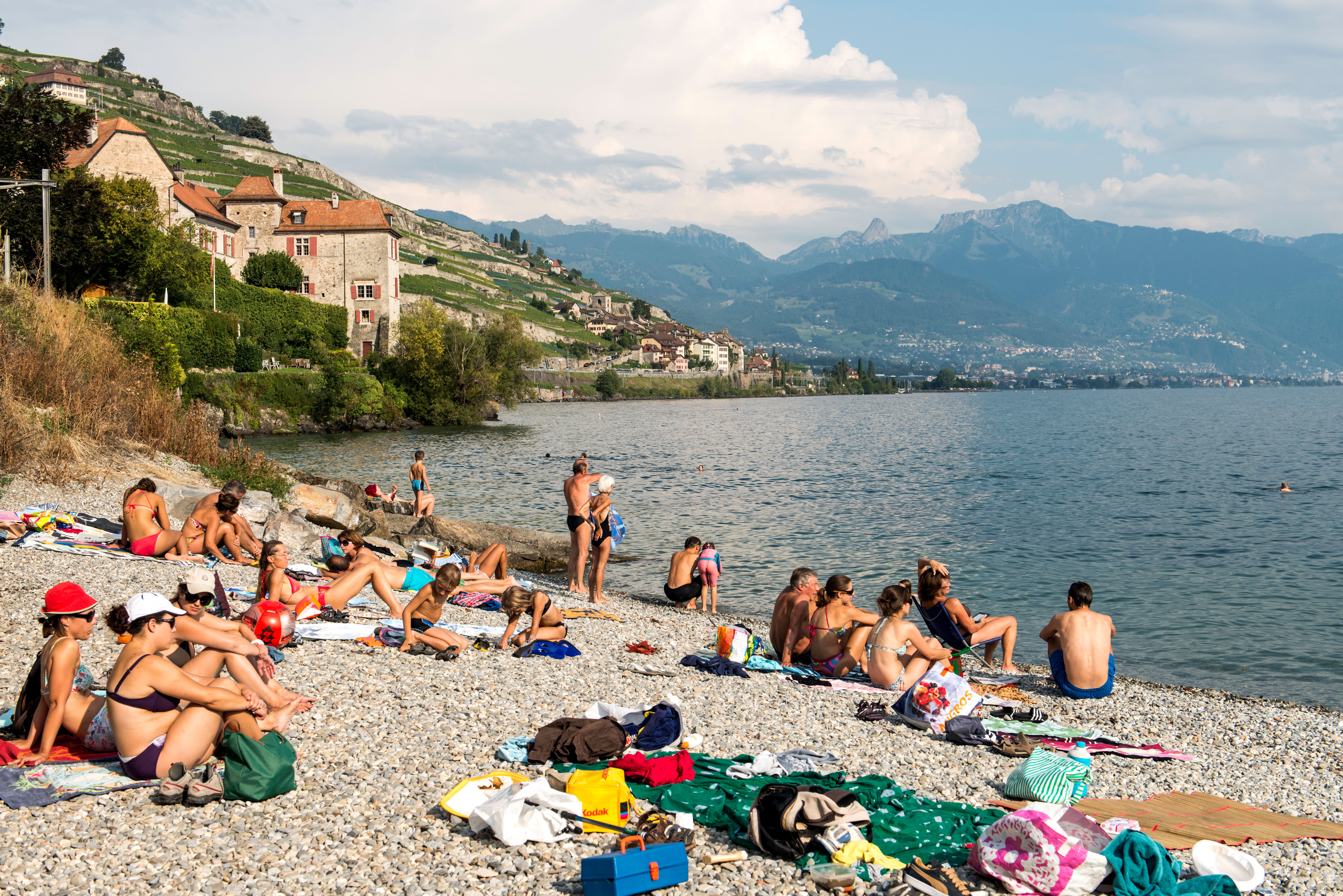Swimming in Lake Geneva is becoming popular with tourists