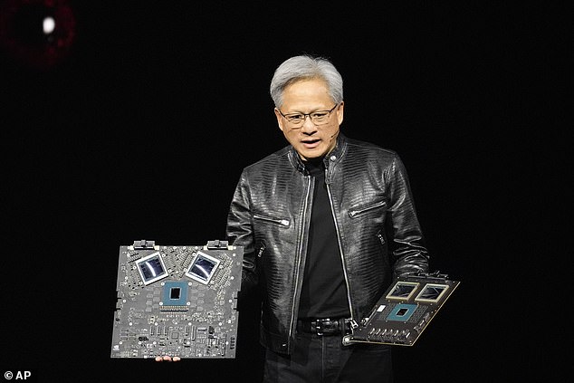 Nvidia CEO Jensen Huang during the keynote address of Nvidia GTC in San Jose, Calif., Monday, March 18, 2024