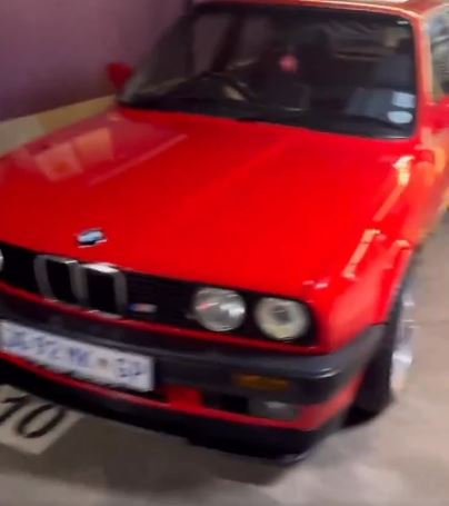 A red BMW appeared to have been kept in good condition