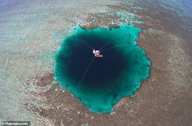 Scientists previously thought Taam Ja' was the second-largest blue hole, but new measurements show it beats the previous record holder in China - Hole blue hole, also known locally as Longdong (pictured)