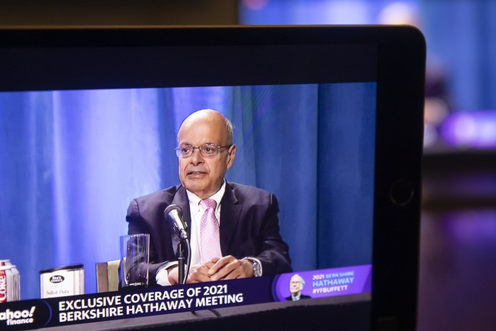 Jain speaks during Berkshire Hathaway’s virtual annual shareholders’ meeting in May 2021 