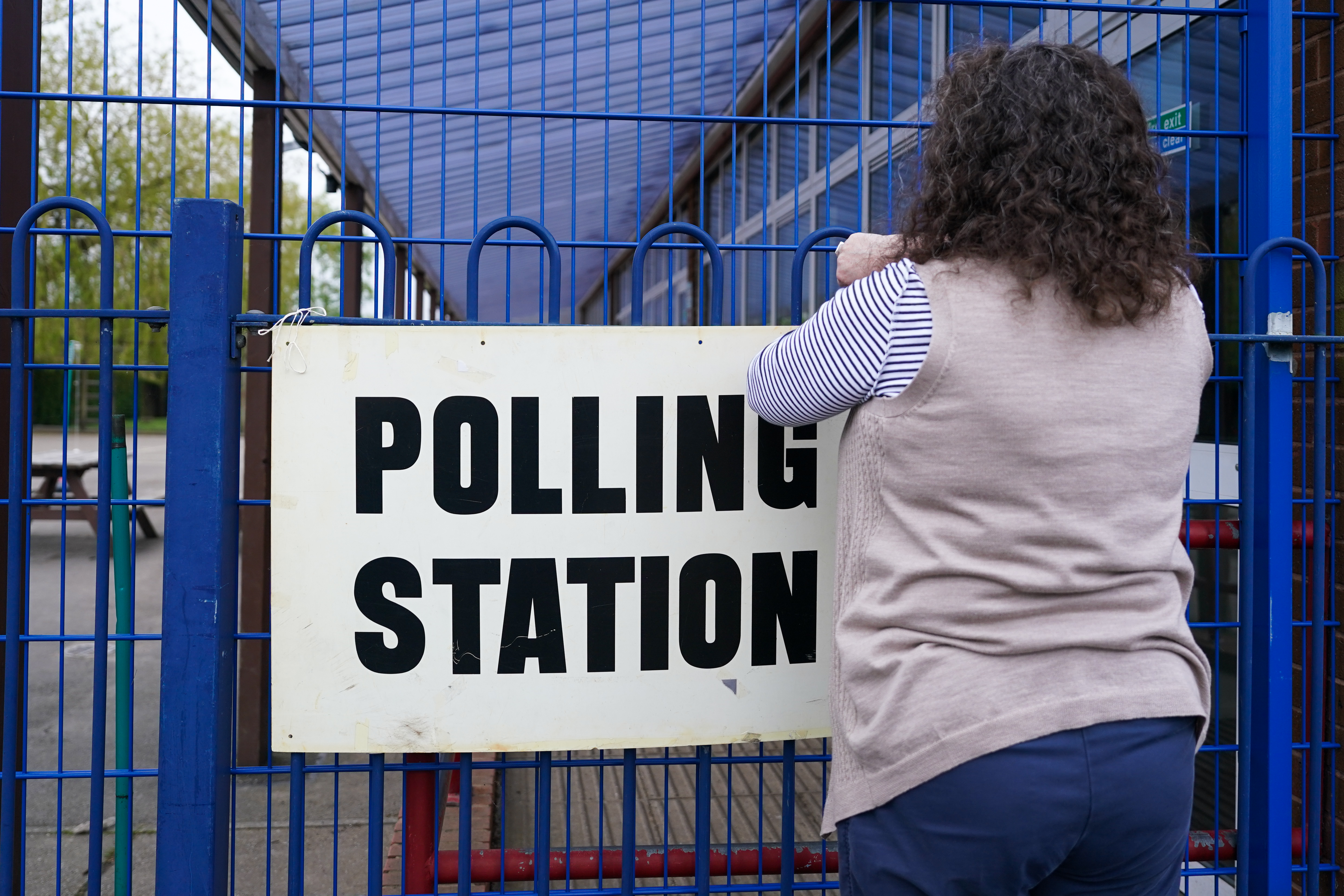 A polling station in Yarm prepares to open ahead of voting in local elections