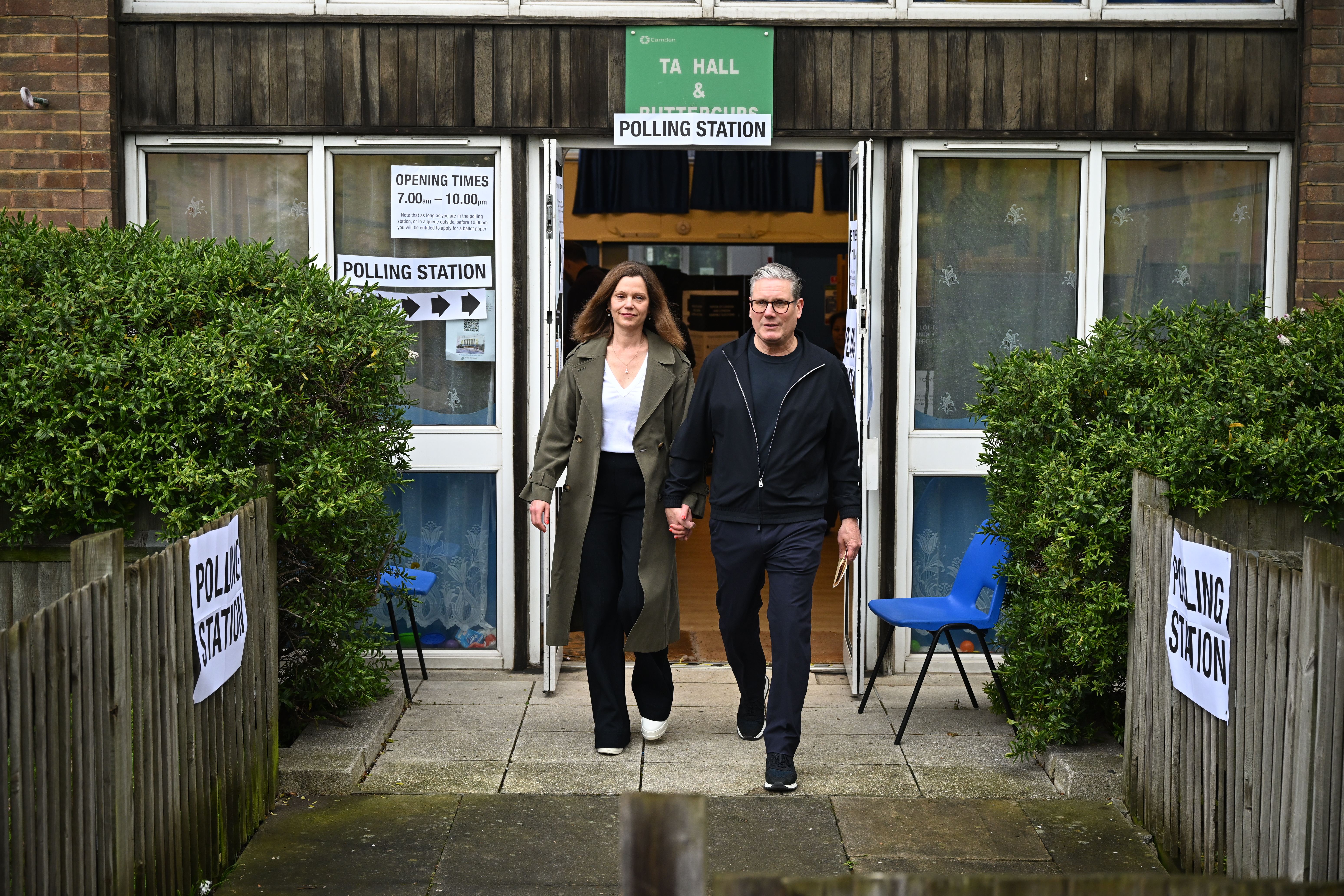 Labour leader Sir Keir Starmer and wife Victoria were all smiles after they voted this morning